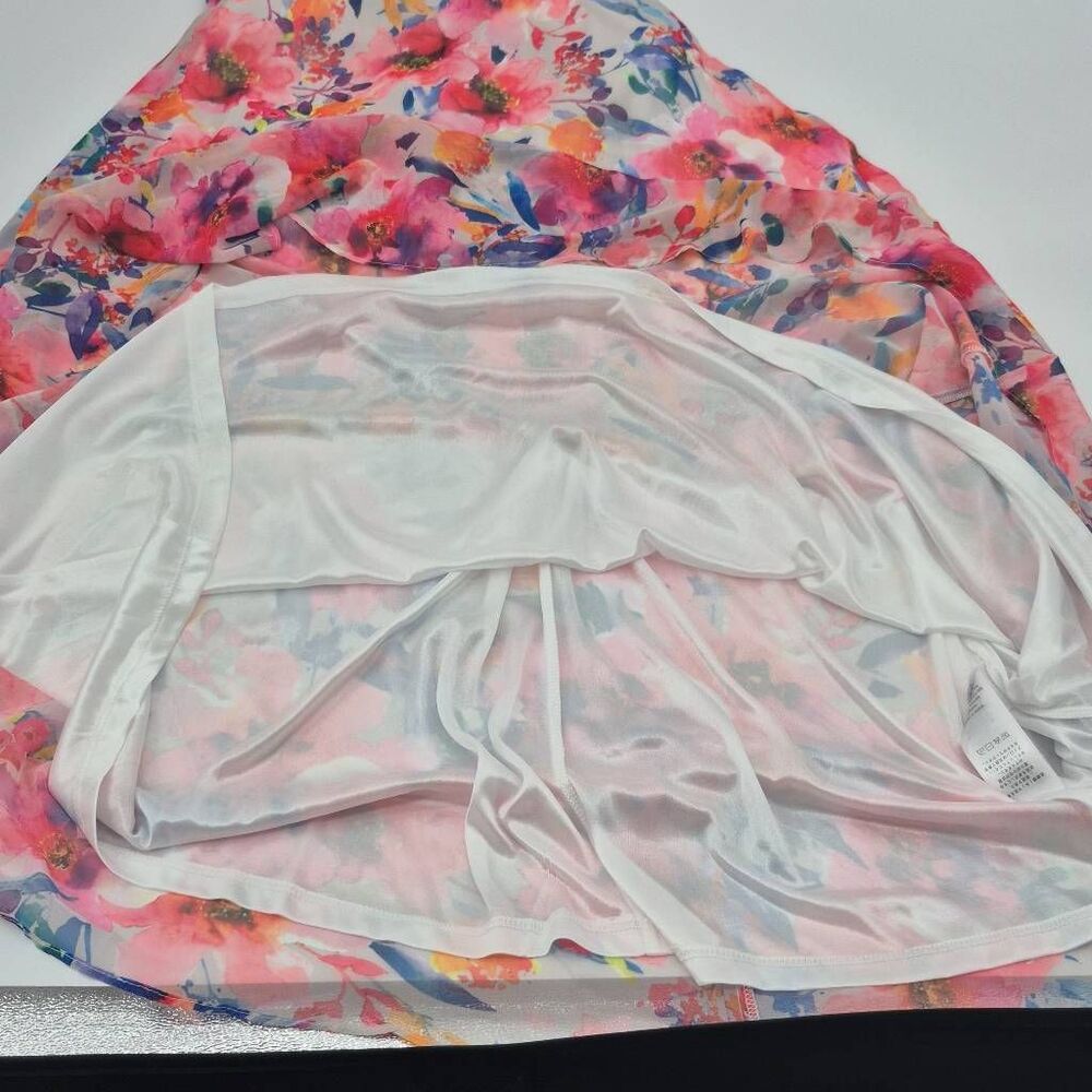 Adrianna Papell Floral Chiffon Maxi Dress Twist Front Size 14 - Picture 9 of 10